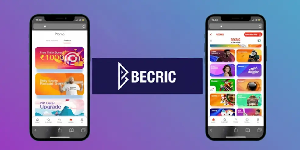 Promotional banner for the Becric mobile app Promotional banner for the Becric mobile app